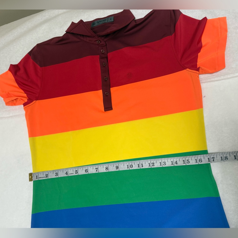 🟠⛳️G/FORE Rainbow Stripe Polo Shirt ⛳️🔴 - Picture 4 of 8